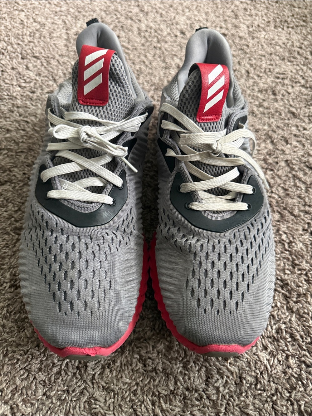 adidas Grey and red Men's Athletic Running comfy Shoes sz 12.5